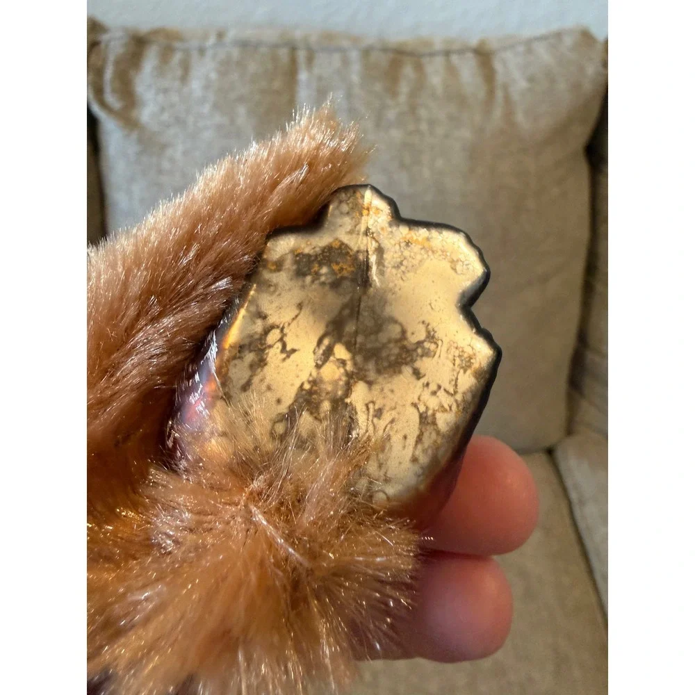 Old World Christmas Red Fox Glass Ornament Faux Fur Tail Metallic Orange Gold